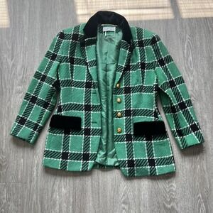 Vintage Portara Womens Green Plaid Blazer 90s Clueless Academia Preppy Nerd XL